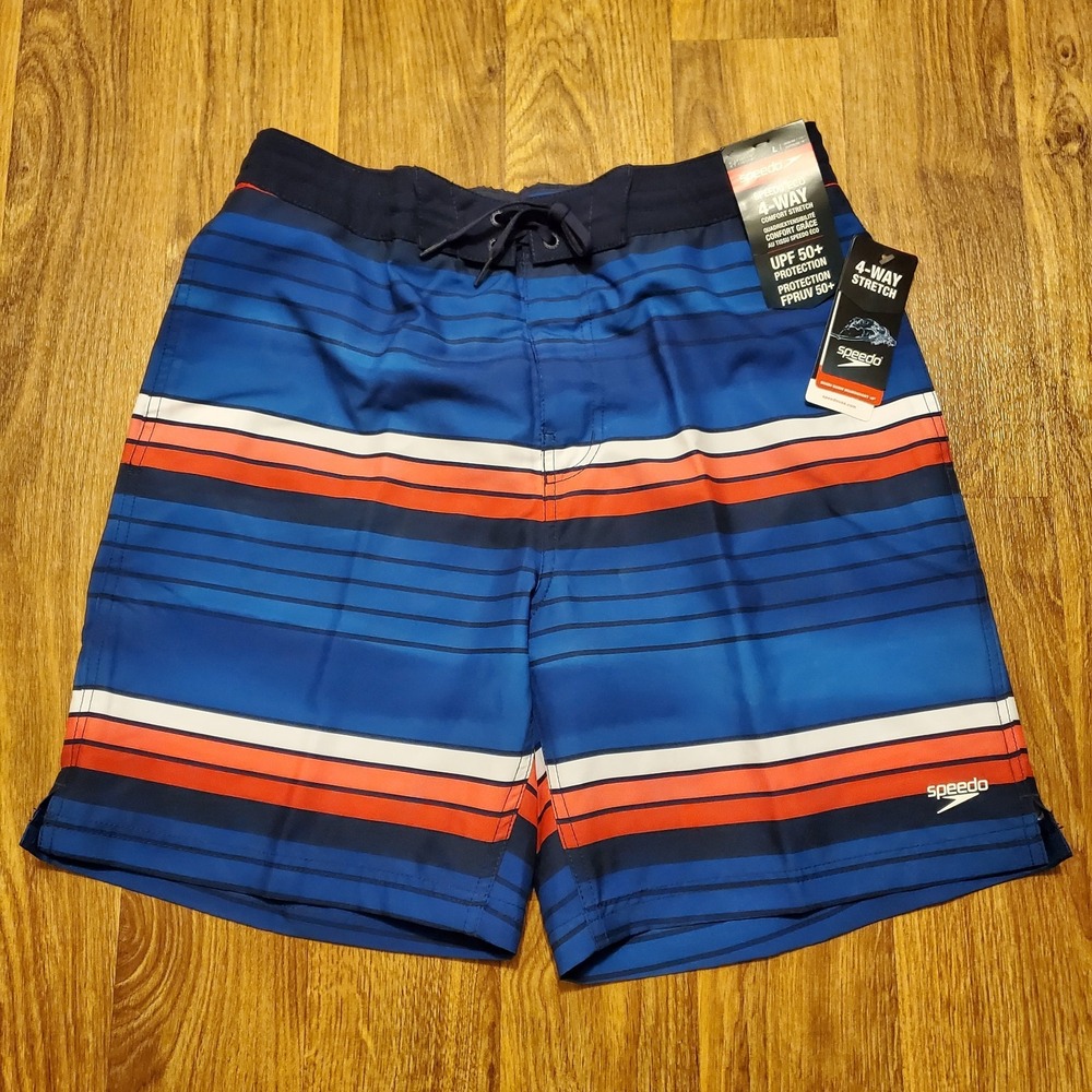 Speedo Bondi Basin Boardshort Men‎ Large USA High Risk Red 4 Way Stretch UPF 50+
